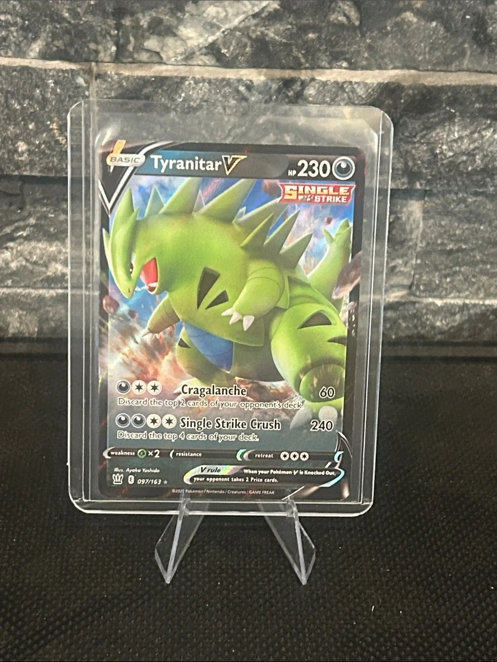 Pokémon Tyranitar V 097/163 full Art Holo Card from the Battle Styles Set M/MN